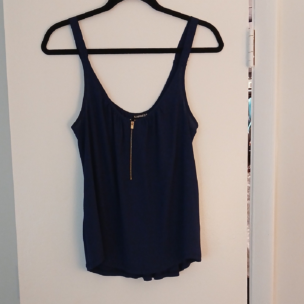 Express Deep Blue Tank Top with Gold Accent